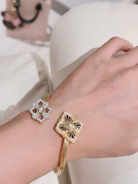 Buccellati Double Flower Diamond Bangle